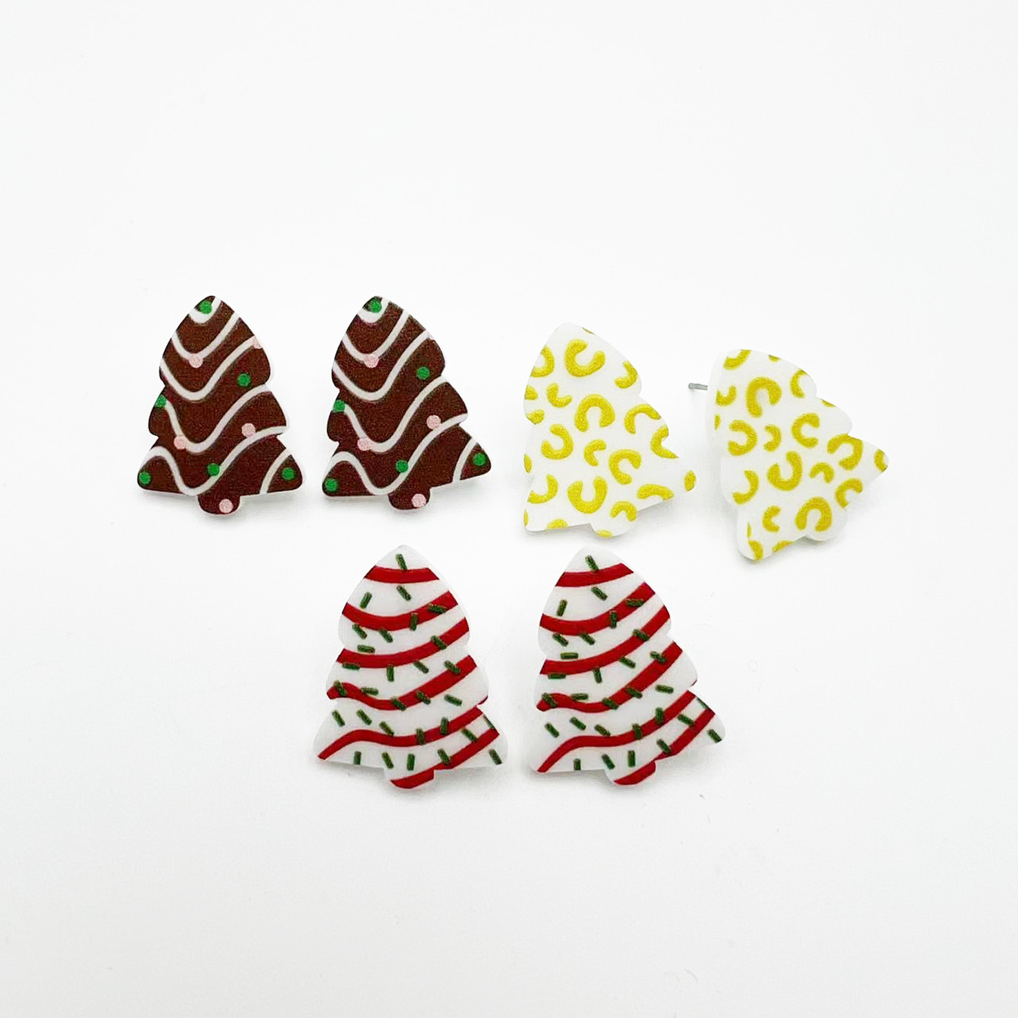 Cartoon Style Christmas Tree Arylic Printing Christmas Womenu0027S Earrings 1 Pair