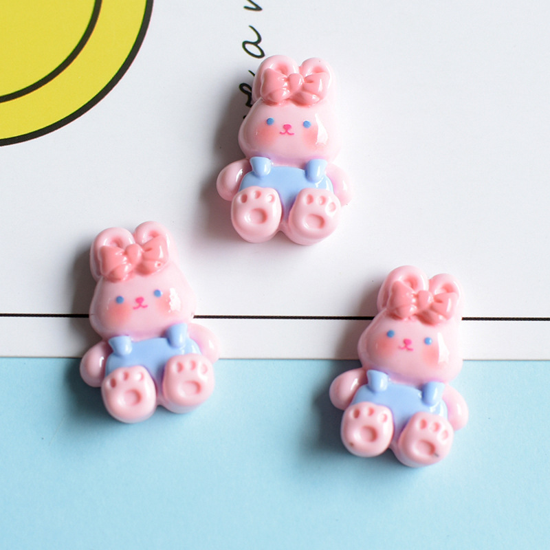 かわいい光沢のある甘い漫画バニーベアケーキツリーケーキ樹脂ジュエリーアクセサリー DIY 手作り材料|undefined