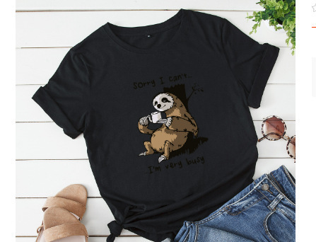 Verano Y2K tops de mujer casual retro de manga corta niña suelta cuello redondo camiseta negra Pedido mínimo de una pieza