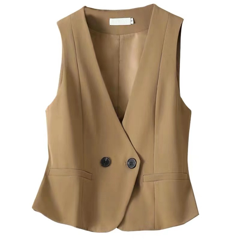 Traje chaleco Chaleco de las mujeres 2024 primavera nuevo estilo coreano Chaleco de las mujeres chaleco negro corto abrigo image 5