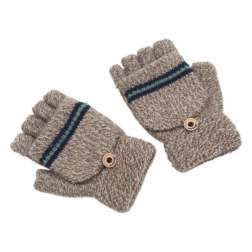 Comercio exterior estilo coreano nueva moda hombres niños de rayas medio dedo Flip guantes invierno viajes caliente fábrica al por mayor