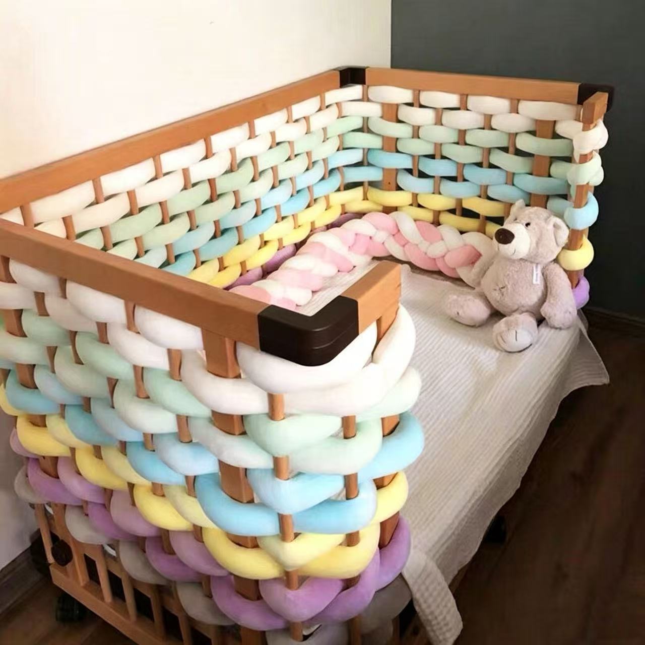 5cm Ultra-Thick Crystal Velvet Crib Bumper Handmade Anti-Collision Strip Ins Nordic Cross-Border Single-Strand Braided Design