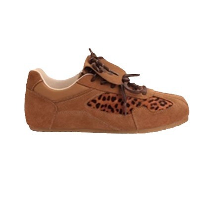 Versión de piel de vaca grapa madre con cabeza redonda retrógrada leopardo diseño de flip correa de cuero zapatos de entrenamiento Agan skate para mujeres