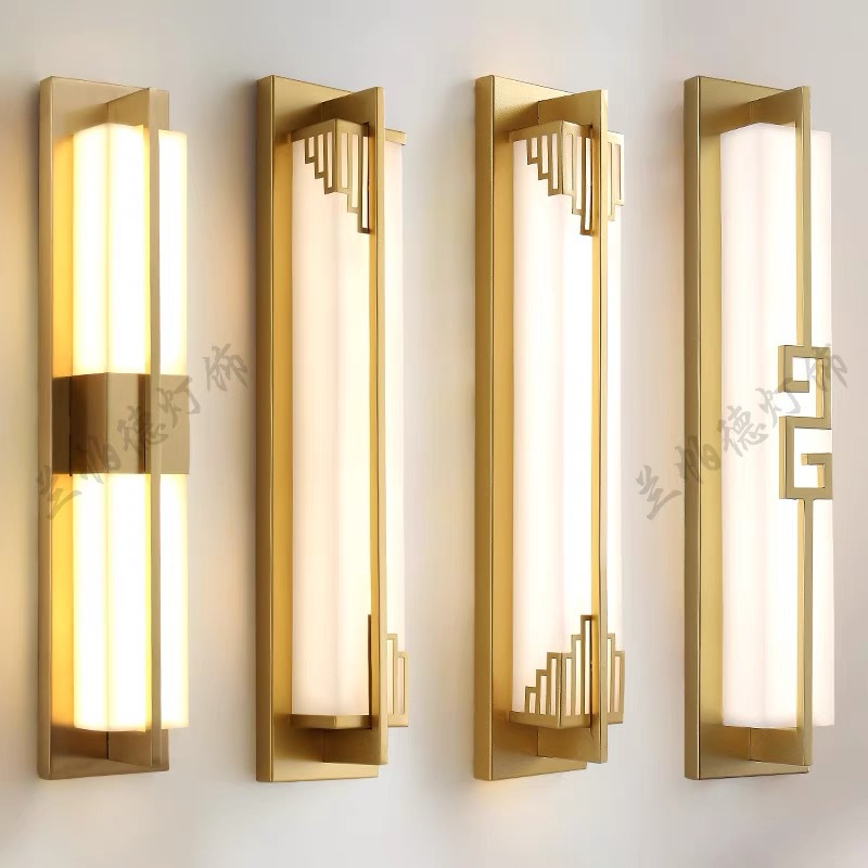 New Chinese Style Wall Lamp Living Room Background Wall Translucent Imitation Marble Zen Chinese Style Aisle Bedroom Bedside Wall Lamp Strip