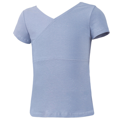 Children's dance clothing summer girls split training clothing short-sleeved front cross T-shirt boys suit Chinese dance clothing