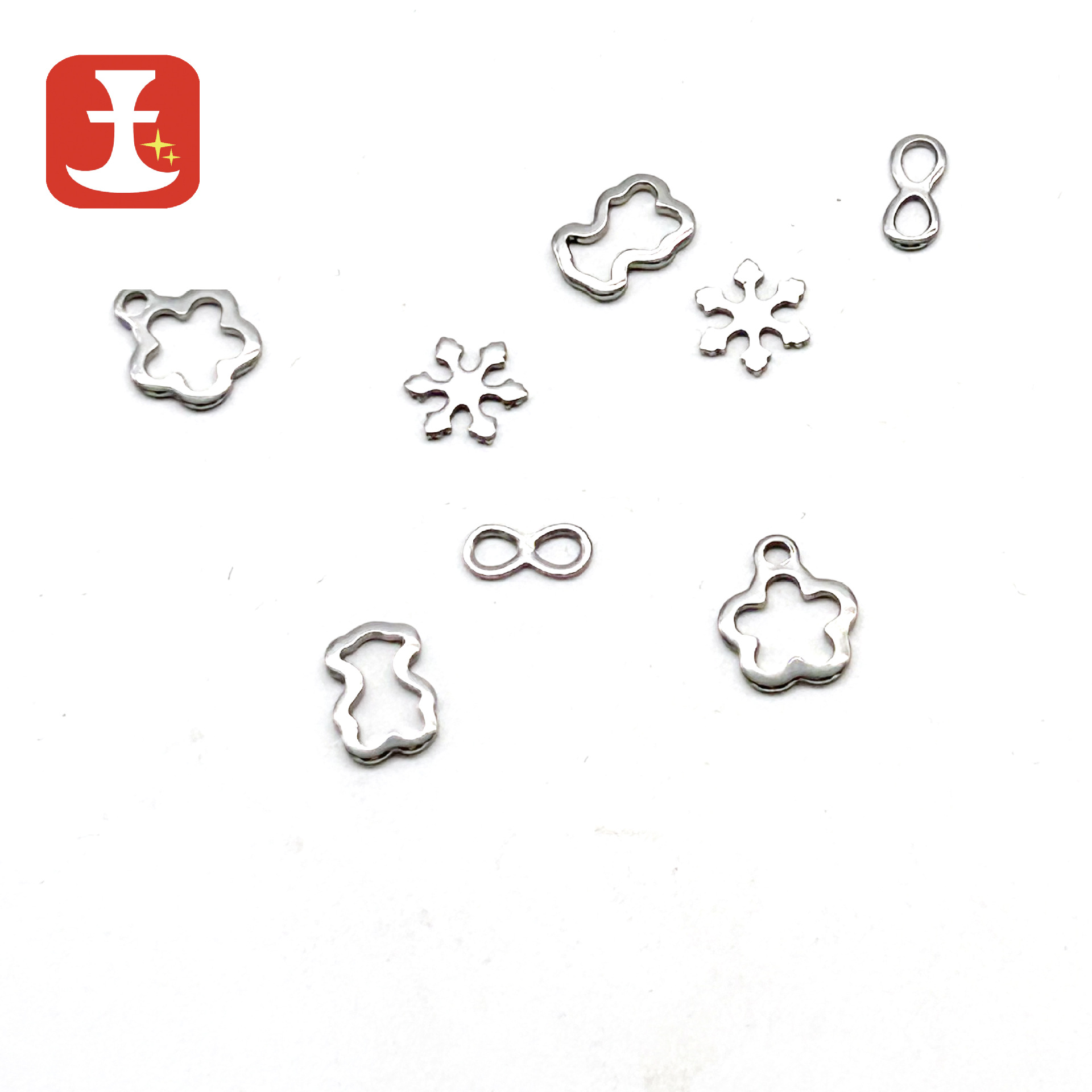 不锈钢镂空小配件雪花梅花熊猫项链手链服饰DIY饰品配件