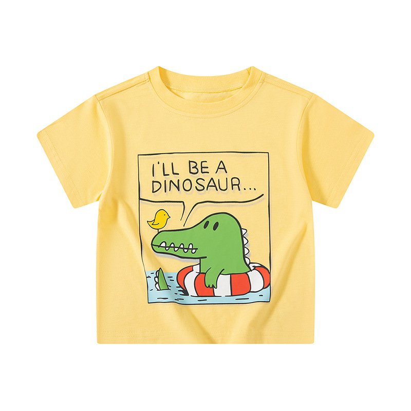 Ropa infantil transfronteriza para niños, ropa de bebé para niños, camiseta de manga corta coreana, ropa de verano, nueva impresión de dibujos animados