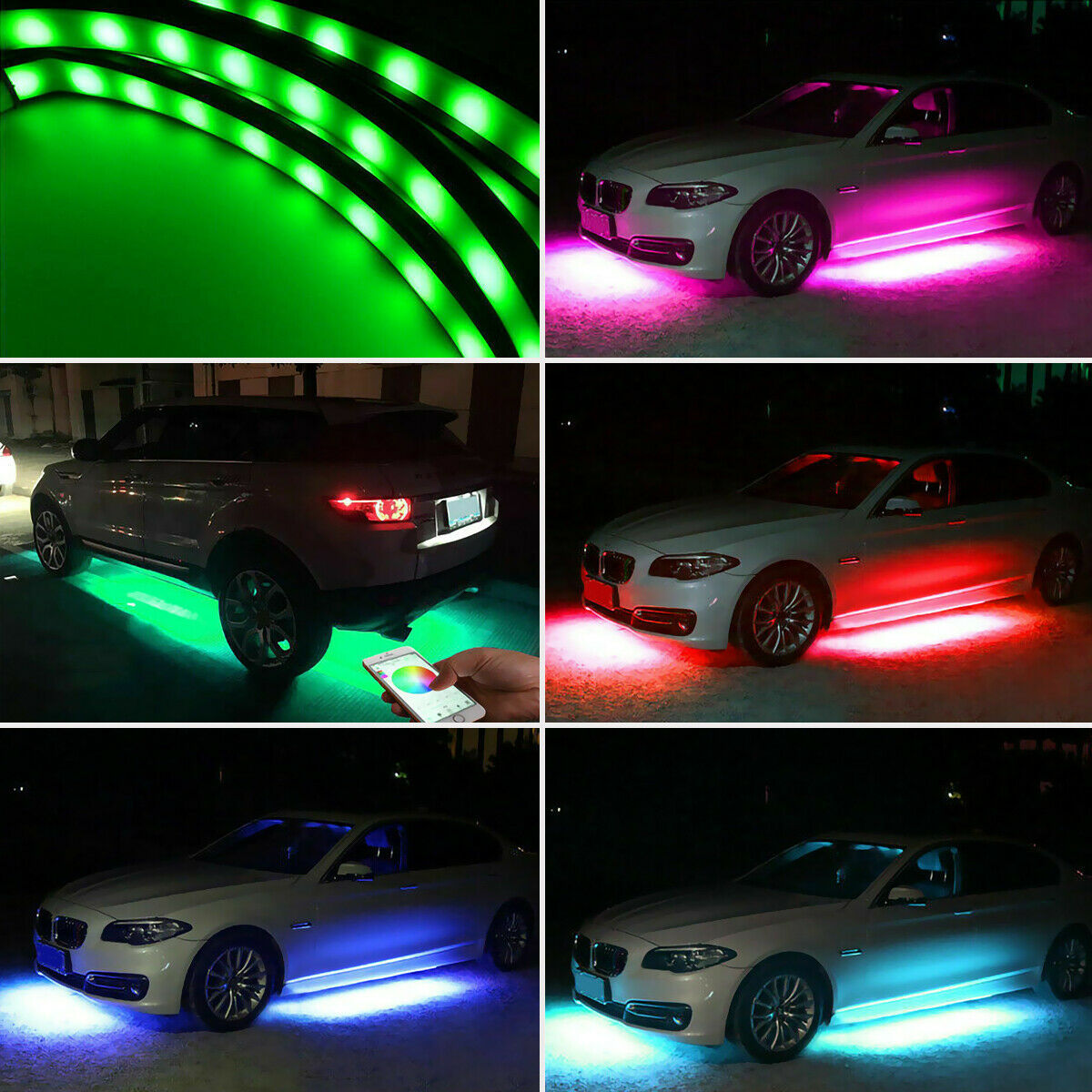 Auto colorido RGB chasis lámpara de decoración APP luz de control de voz 90 * 120CM luz de atmósfera luminosa luz de neón