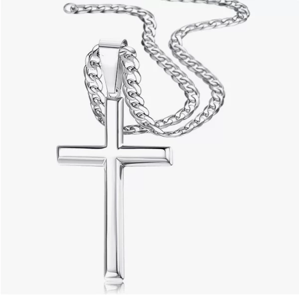 Foreign Trade Jewelry 18K Gold European and American Style Personalized Smooth Stainless Steel Cross Pendant Simple Versatile Men's Necklace Women's Necklace