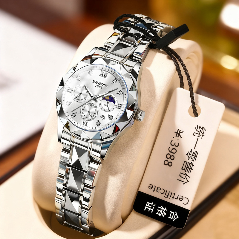 Banbony Diamond-Shaped Case Women's Elegant Quartz Watch Calendar Fashion Thin Versatile Live Dropshipping Foreign Trade in Stock Banbony Diamond-Shaped Case Women's Elegant Quartz Watch Calendar Fashion Thin Versatile Live Dropshipping Foreign Trade in Stock