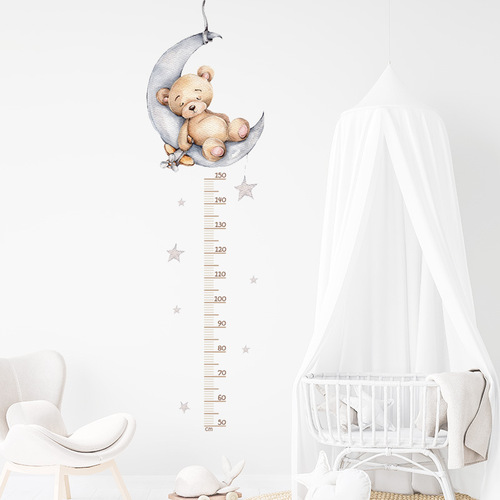 Cartoon height sticker sleeping bear wall sticker children's room decoration cross-border BR93031+BR62161