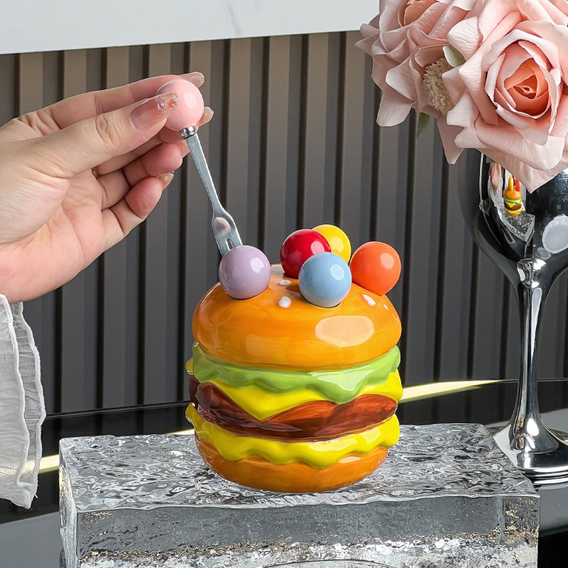 ドーパミンのハンバーガーの果物のフォークセットの軽い豪華なステンレスの小さいフォークの果物の署名の果物はデザートのフォークの収納缶を挿し込みます。|undefined