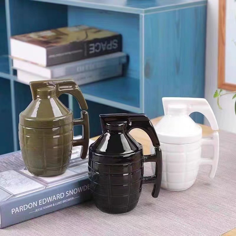 Creative trendy funny grenade ceramic cup mug coffee cup gift personalized lidded office home tea cup