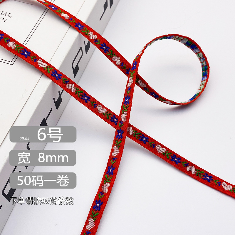 Chuanzhou ropa accesorios de encaje de poliéster jacquard banda 8MM flores decoración universal borde de zapatos accesorios gorra