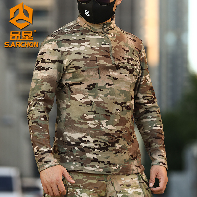 Angken invierno táctico al aire libre ropa de rana de terciopelo para hombres con chaqueta de terciopelo caliente de cuello de terciopelo de manga larga abrigo casual