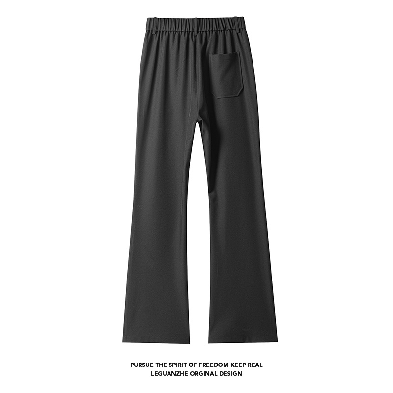 Pleated American-style Micro-flare Suit Pants For Men, 2026 Spring Straight-leg Drapey Long Pants, Loose Casual_voghion.com