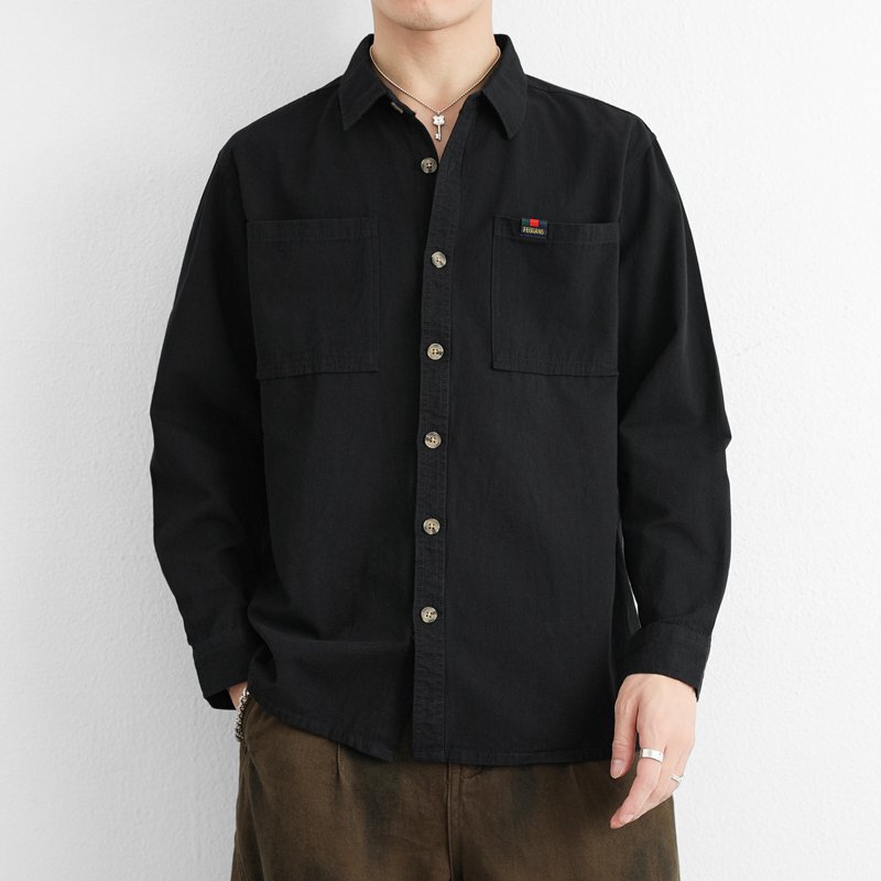 Spring and Autumn Turn-down Collar Jacket for Men, Business Casual Versatile Shirt Coat, Commuting Versatile Non-Iron Top, Men's Clothing Wholesale