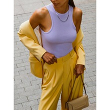 Solid sleeves vest T-shirt for women��ɫ���^�o�䱳��T��Ů