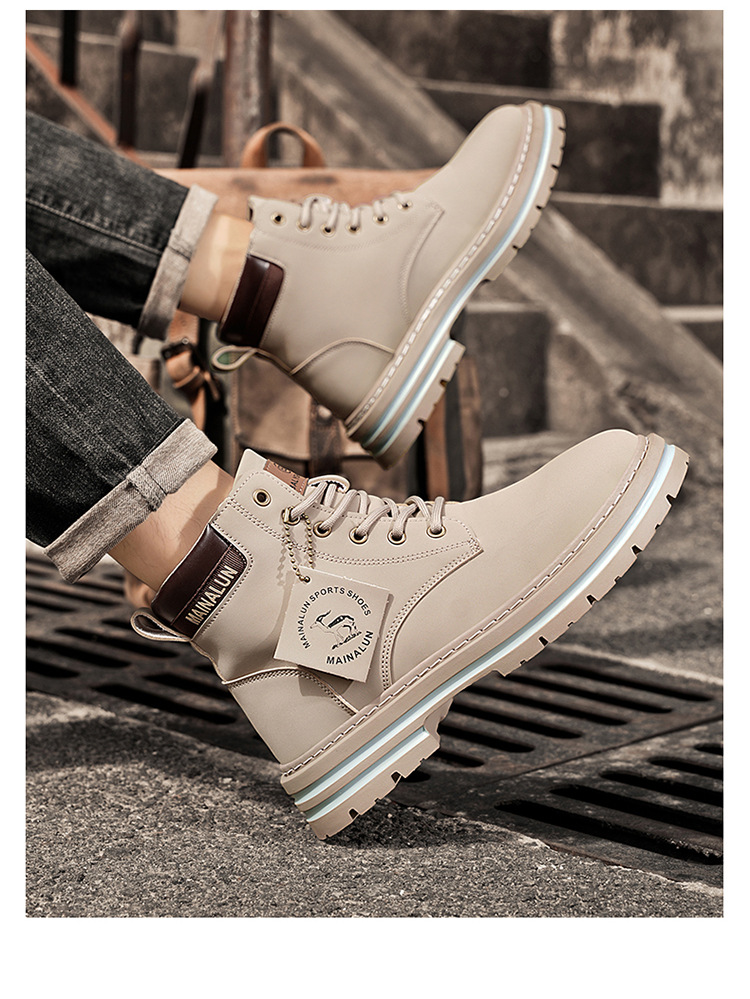 Women's Chunky Platform Work Boots Yellow & Pink Ankle Boots_voghion.com