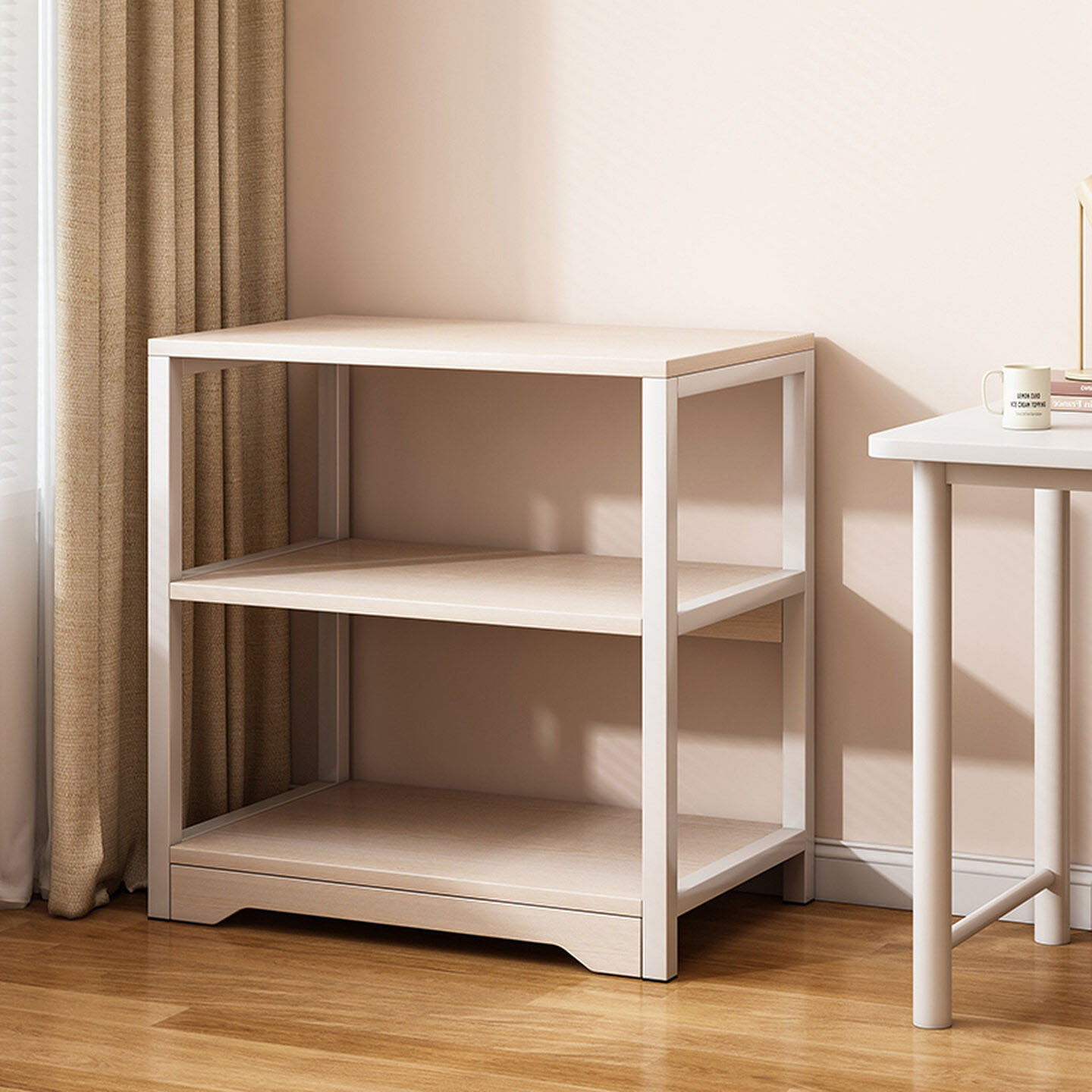 Estante de libros doméstico integrado estante de libros multicapa sala de estar pequeño estante de almacenamiento simple contra la pared estante de acero y madera suelo