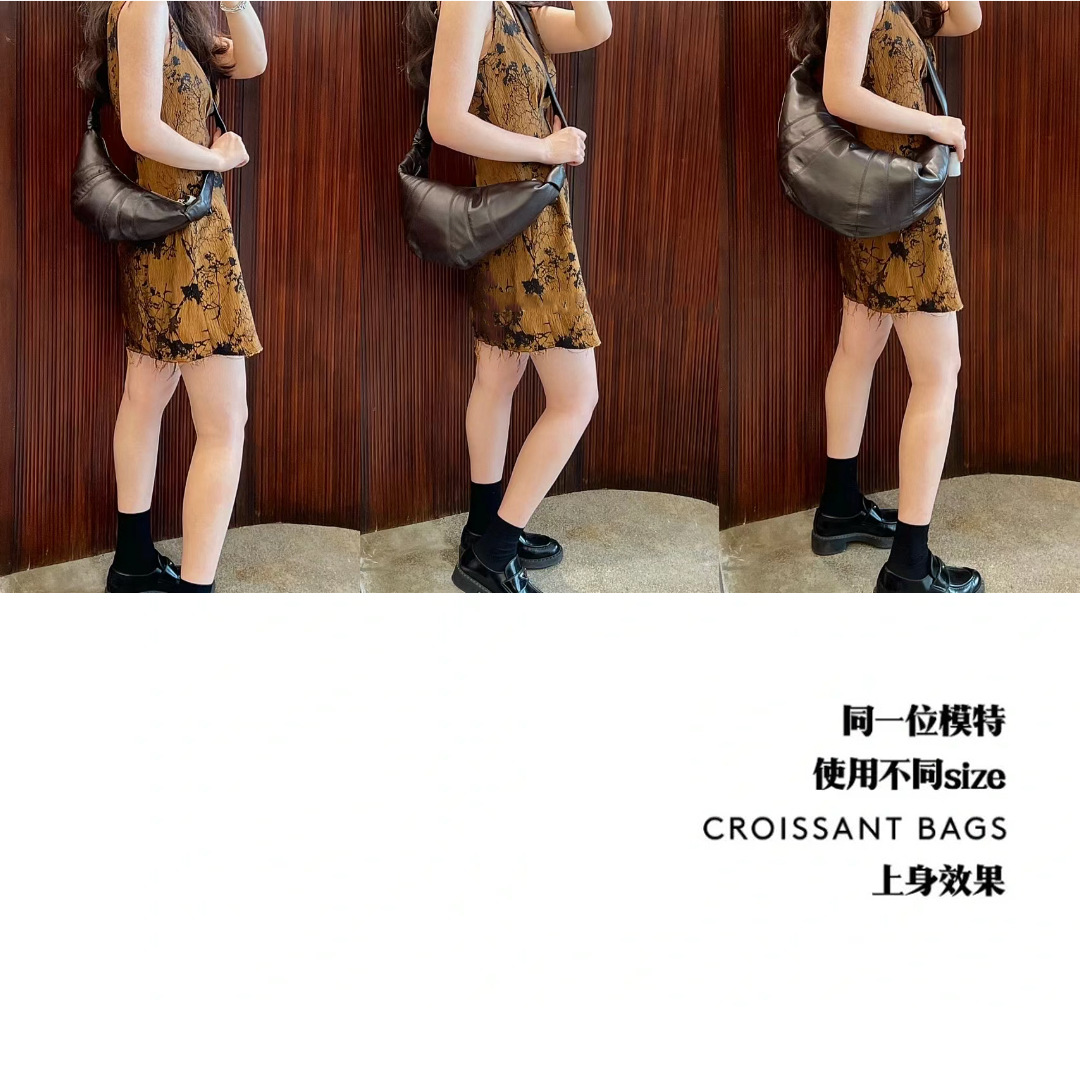 French Top Grain Lambskin Leather Dumpling Bag Croissant Crossbody Bag For Women 2025 New Arrival - Thumbnail 3