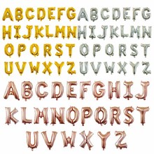 16寸英文字母A-Z铝膜气球生日美体瘦版金银铝箔气球派对装饰布置