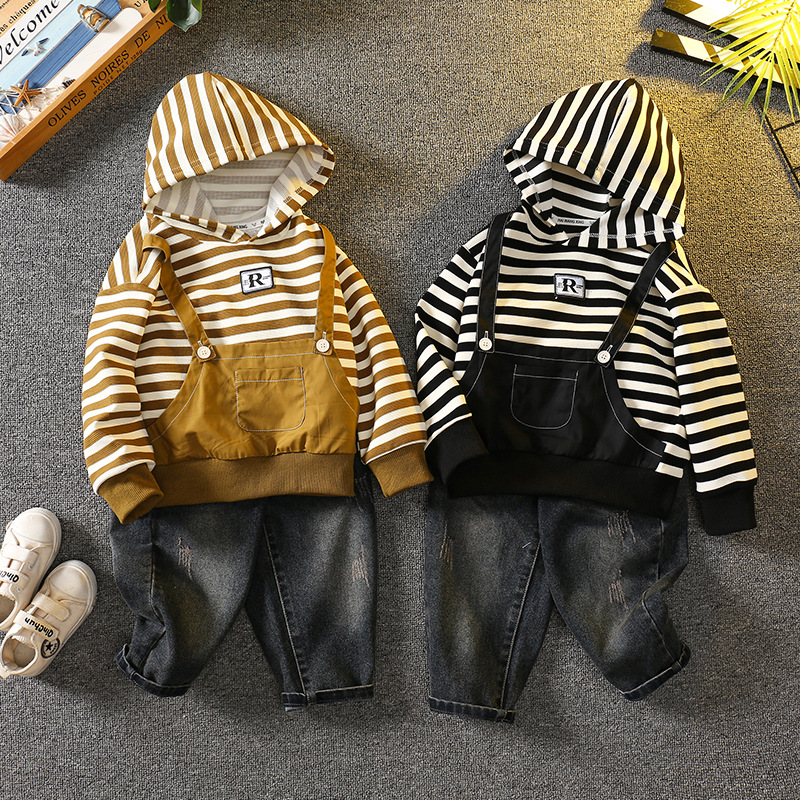 6091 traje de suéter para niños primavera y otoño 2024 nuevo estilo para niños ropa de moda estilo occidental traje de dos piezas de otoño para niños