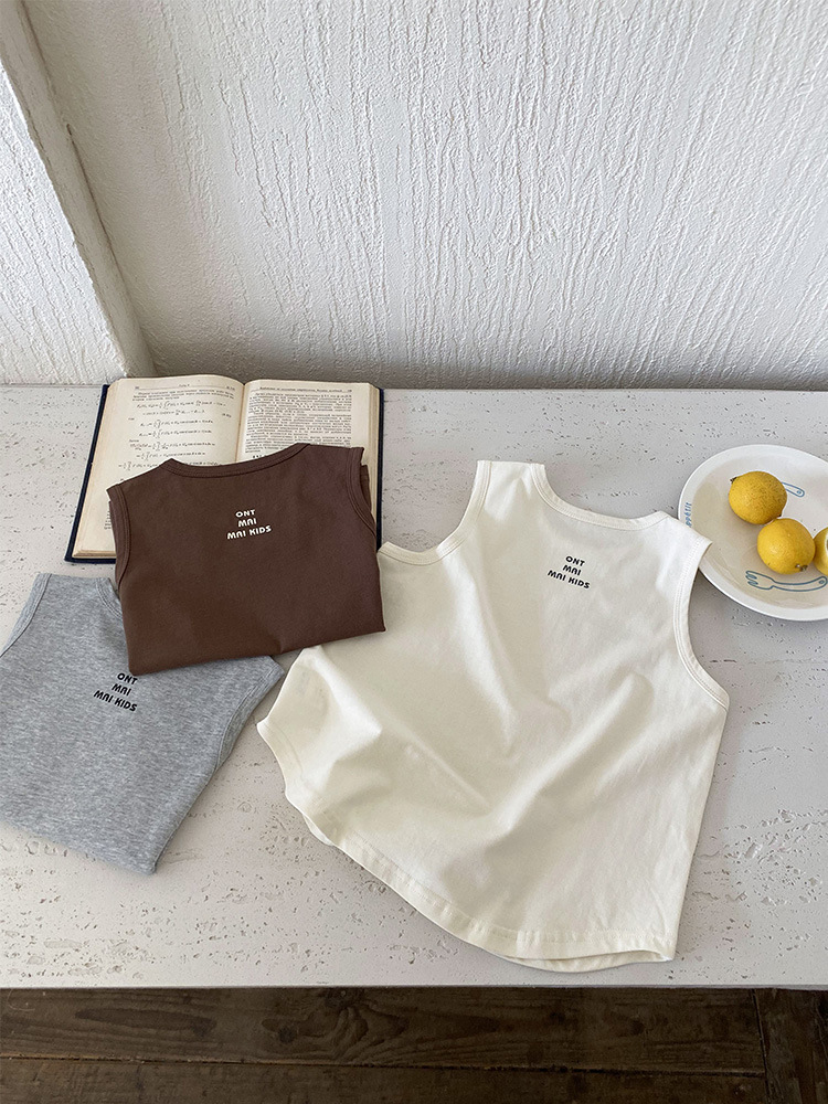Ropa de verano para niños Camiseta de chaleco sin mangas para niños de mediana edad para uso exterior 2025 ropa de verano para niños de mediana edad blusa de algodón para niños de mediana edad t