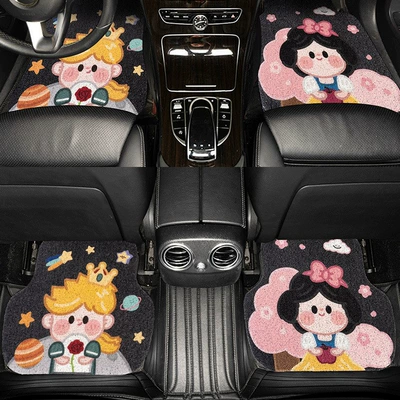 Cartoon car foot mat washable single piece cute girl's car anti-dirty scratch floor mat wire ring foot mat