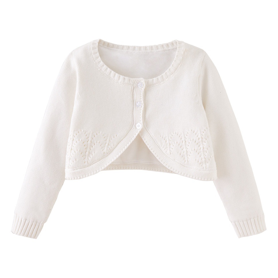 Otoño e invierno engrosado estilo de corte español suéter de los niños Chaqueta de punto de lana forrada bebé niñas suéter chal