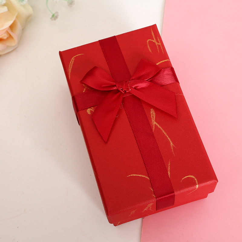 Christmas gift box with bow packaging, birthday gift box, square empty box with lid, wholesale