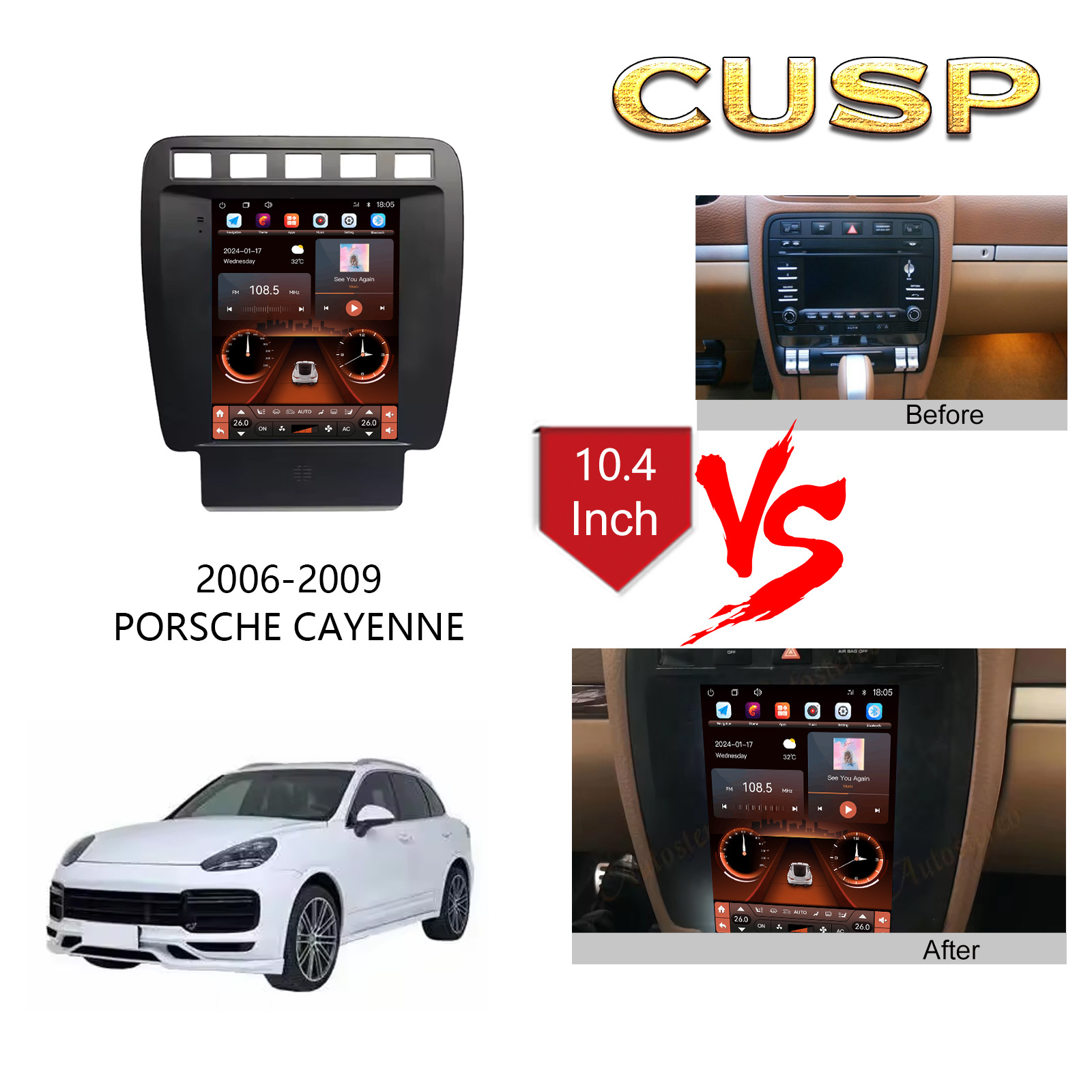 10.4 inch Cayenne 2006-2009 Car Audio Car GPS Android Navigation