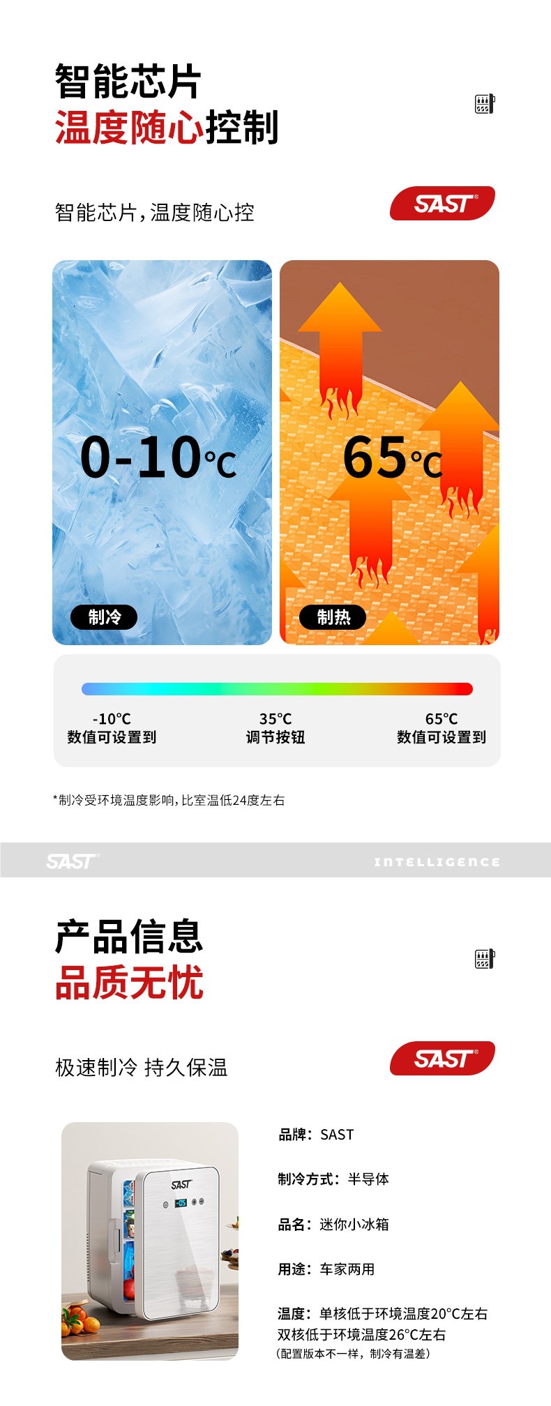 Sast Mini Refrigerator for Freezing, Refrigeration, and Preservation, Suitable for Home, Rental, Dormitory, Office, Breast Milk, Small Car-Mounted Freezer