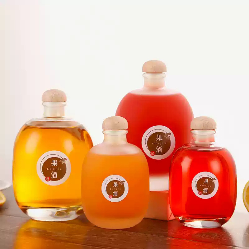 草莓酒瓶500ml梅子酒瓶 透明自酿米酒瓶 玻璃瓶晶白料果酒瓶