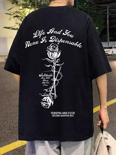 Men's Summer Short Sleeve T-Shirt, Korean Style, Hip-Hop Round Neck Half Sleeve Top, Base Shirt