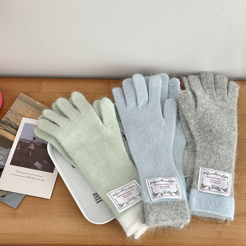 Guantes de bufandas en invierno 2025 nuevo bufandas de lana dulce pantalla táctil guantes de cuello de punto frío