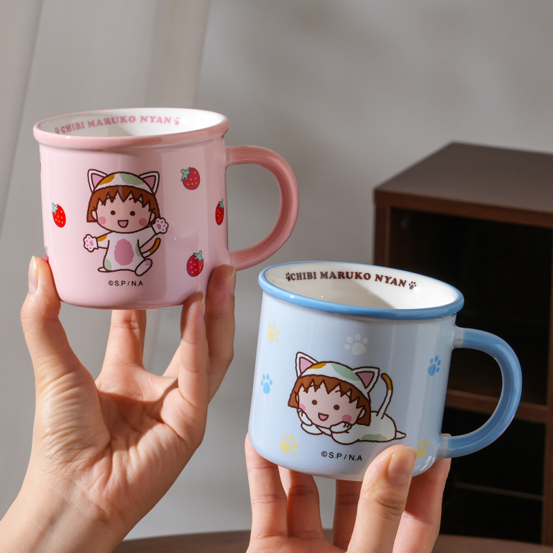 Cereza bola auténtica autorizada taza de cerámica lindo patrón de dibujos animados regalo de alto valor facial de imitación de taza de agua de esmalte doméstico