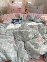 学生宿舍三件套2025床上四件套纯棉被套kt床单被罩新款3ins猫莱特