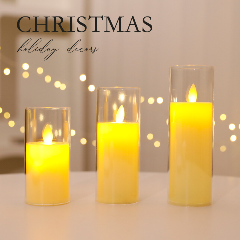 Ventas transfronterizas de vela electrónica LED vaso de vidrio oscilante vela navideña vela navideña decoración navideña