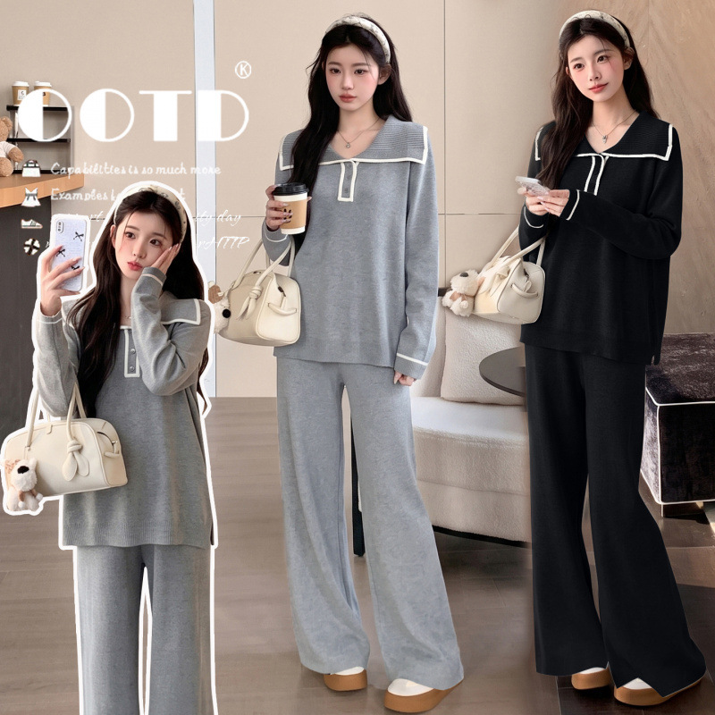 2026 new autumn and winter collection for pregnant women: Korean-style knit sweater set, designed for effortless styling, with a youthful and slimming effect