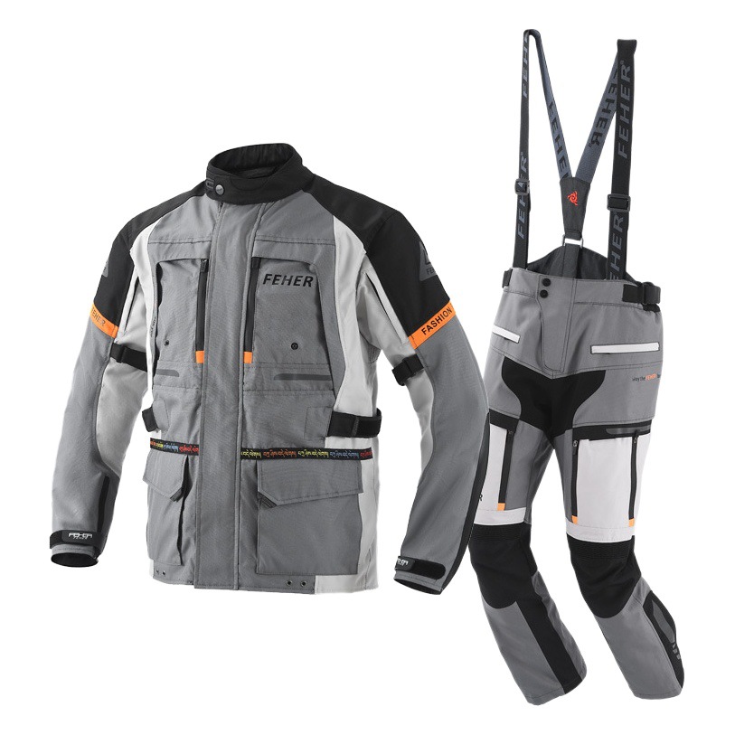 Feher Motorcycle Riding Suit for Men, All-Season Rally Suit Set, Waterproof and Anti-Fall, Long-Distance Motorcycle Riding Suit