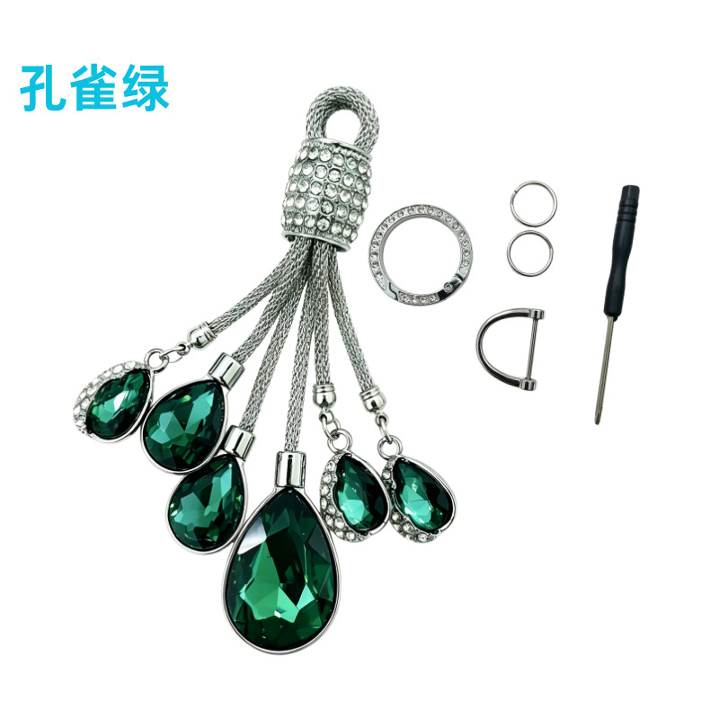 Factory High-End Car Keychain Pendant Goddess Crystal Pendant with Diamond-Encrusted Ring Keychain, Popular Cross-Border Sales