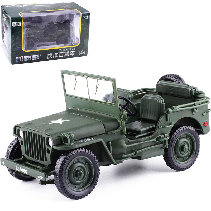 Kaidiwei Militarist Car Model 1:18 World War II Willis Jeep Off-road Military Vehicle Model Chariot Assault