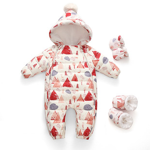 Baby Down Jacket Jumpsuit for Newborns Thickened Out-of-the-way Holding Clothes for Boys and Girls Baby Plus Velvet Cartoon Hare Clothes for Climbing Winter
