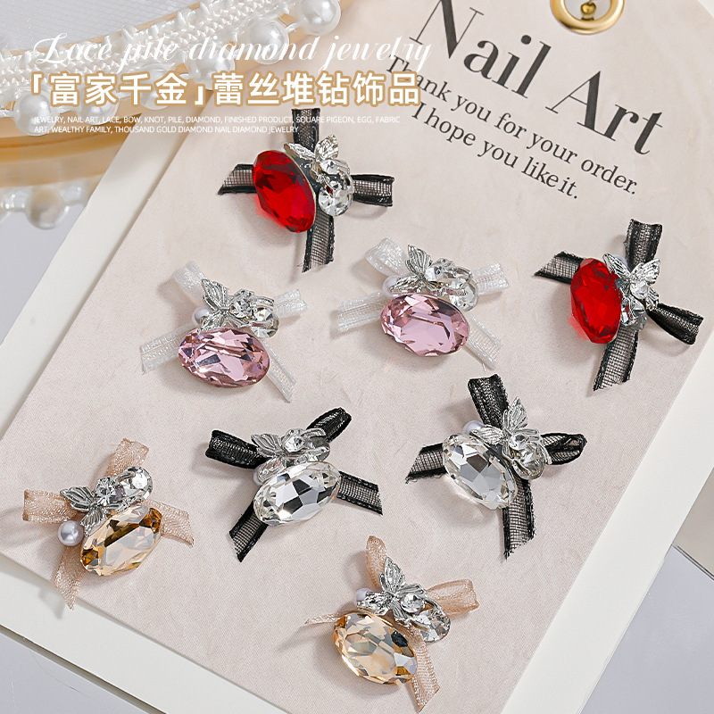 Alta calidad organza paloma huevo pila de diamante producto terminado nueva aleación mariposa uñas taladro bola super flash decoraciones de uñas