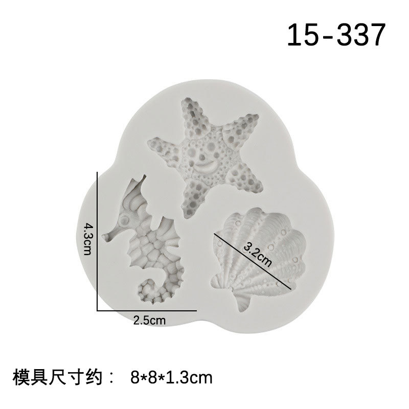 Océano serie sirena cola Shell Starfish Seahorse silicona molde fondant chocolate hornear decoración Accesorios