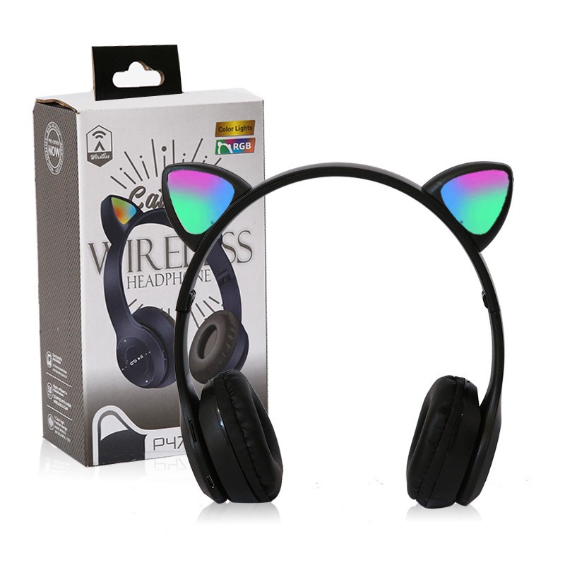 P47M venta al por mayor orejas de gato transfronterizas auriculares Bluetooth luminosos auriculares teléfono móvil auriculares inalámbricos máquina modelo de auriculares para juegos