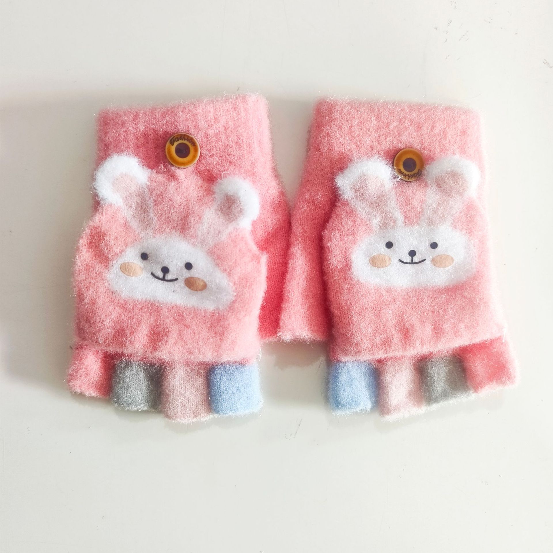 Otoño y invierno al por mayor fabricantes de bebés gruesos guantes de flip calientes a prueba de frío guantes de jardín de infantes lindos de dibujos animados para niños