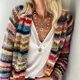 Cross-border Amazon Foreign Trade Loose Sunny Beach Playful Color Women's Printed Knitted Cardigan in stock