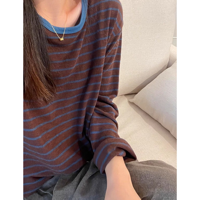 高JI感条纹针织打底衫女内搭早秋氛围感穿搭韩系秋季流行单穿上衣|undefined